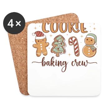 Weihnachtsplätzchen Backen Crew Lustige Lebkuchen - Untersetzer (4er-Set) - Weiß - Vorne
