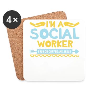 Travail social de l’école des travailleurs sociaux noirs - Dessous de verre (lot de 4) - blanc - Devant
