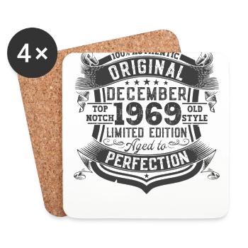 Jahrgang Dezember 1969 53. Geburtstag Geschenk - Untersetzer (4er-Set) - Weiß - Vorne