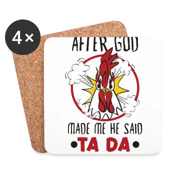 Poulet Éleveur Cadeau Funny Chickens Country Farm - Dessous de verre (lot de 4) - blanc - Devant