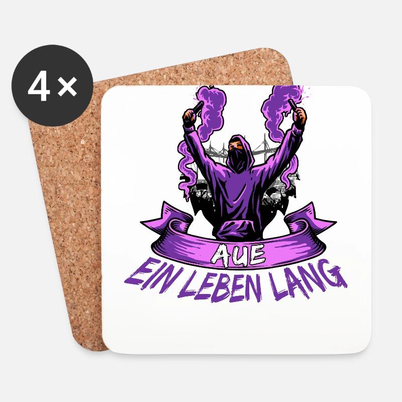 Aue ein Leben lang - Untersetzer (4er-Set) - Weiß