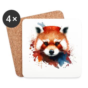 Cute red panda colorful for red panda lovers - Coasters (set of 4) - white - Front
