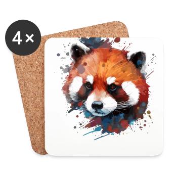 Cute red panda colorful for red panda lovers - Coasters (set of 4) - white - Front