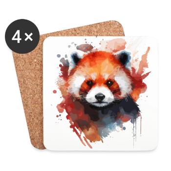 Cute red panda colorful for red panda lovers - Coasters (set of 4) - white - Front