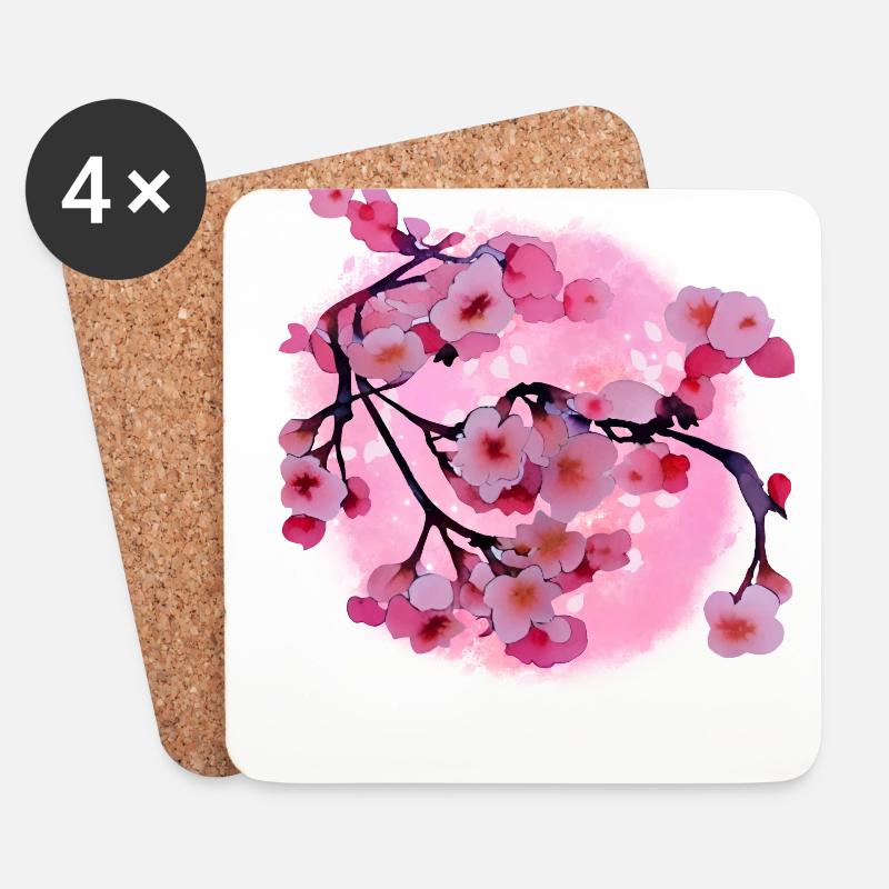 Japanische Kirschblüten Kunst - Untersetzer (4er-Set) - Weiß