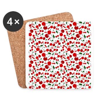 Cherry Pattern - Coasters (set of 4) - white - Front