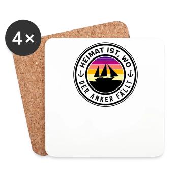Heimat ist, wo der Anker fällt - Untersetzer (4er-Set) - Weiß - Vorne