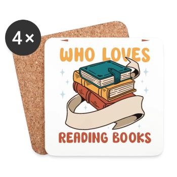 Buchleser Leseliteratur Bücherwurm Geschenkidee - Untersetzer (4er-Set) - Weiß - Vorne