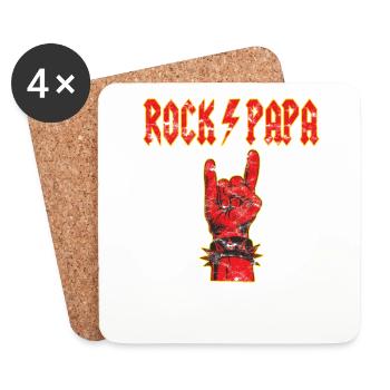 Vatertag Rockpapa Teufelsgruß - Untersetzer (4er-Set) - Weiß - Vorne