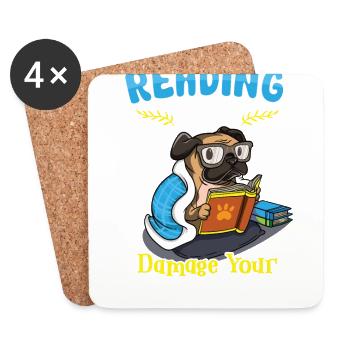 Lecteur de livre Lecture de littérature Rat de bibliothèque Idée cadeau - Dessous de verre (lot de 4) - blanc - Devant