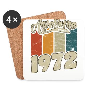 1972 Geburtstag Awesome since Retro - Untersetzer (4er-Set) - Weiß - Vorne