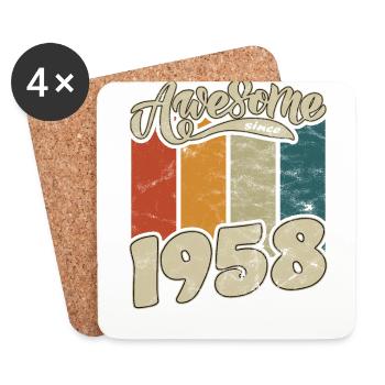 1958 Birthday Awesome since Retro - Coasters (set of 4) - white - Front