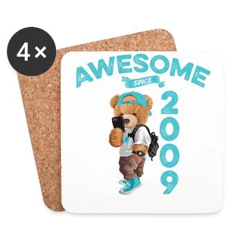 2009 Birthday Teddy Bear Awesome since - Coasters (set of 4) - white - Front