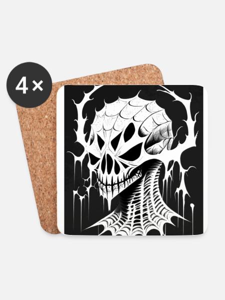 Grindcore Occult Horror Skull Art Death Metal Thra - Coasters (set of 4) - white