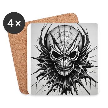 Grindcore Okkult Horror Skull Art Death Metal Thra - Untersetzer (4er-Set) - Weiß - Vorne