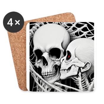 Occult Horror Skull Couple Art Death Metal Thrash - Coasters (set of 4) - white - Front