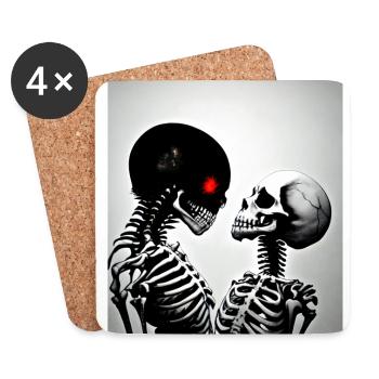 Grindcore Occult Horror Skull Couple Art Death Me - Untersetzer (4er-Set) - Weiß - Vorne