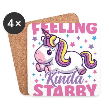 Feeling Kinda Stabby Funny Unicorn Lover - Coasters (set of 4) - white - Front