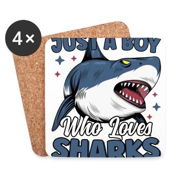 Juste un garçon qui aime les requins Ocean Life Cool Shark - Dessous de verre (lot de 4) - blanc - Devant