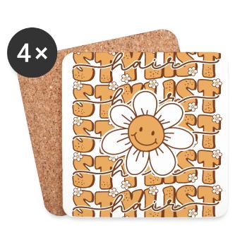Groovy Retro Friseur Gänseblümchen Blume - Untersetzer (4er-Set) - Weiß - Vorne