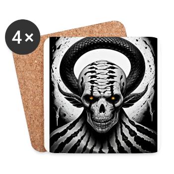 Horror Fan Motif Skulls Film d’horreur Death Metal - Dessous de verre (lot de 4) - blanc - Devant