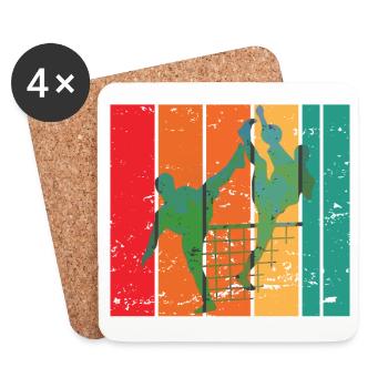 Futnet - Vintage-Spieler, Geschenke für Futnet-Liebhaber - Untersetzer (4er-Set) - Weiß - Vorne