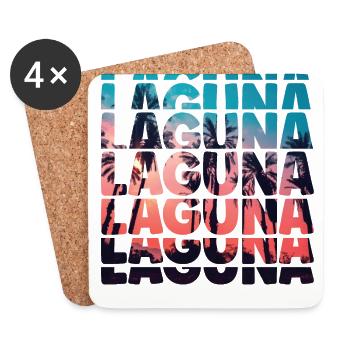 Laguna Beach California Vacation Ocean Palm Tree - Coasters (set of 4) - white - Front