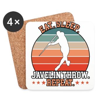 Eat Sleep Javelin Throw Repeat - Untersetzer (4er-Set) - Weiß - Vorne