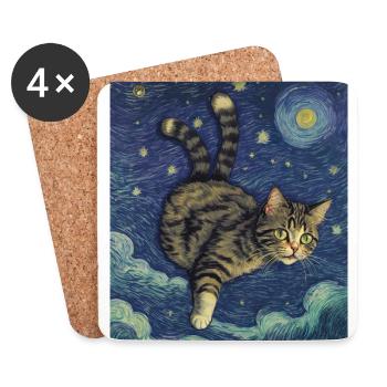 Surreal Impressionistic Cat Impressionism Cats Pa - Coasters (set of 4) - white - Front