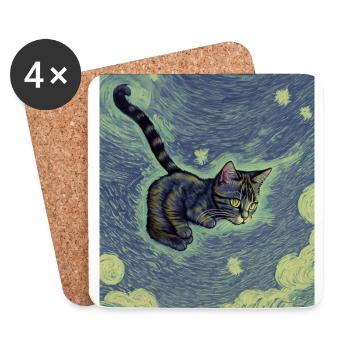 Surrealer Impressionismus Katzenimpressionismus Katzen Pa - Untersetzer (4er-Set) - Weiß - Vorne