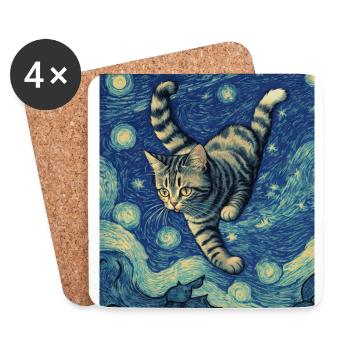 Surrealer Impressionismus Katzenimpressionismus Katzen Pa - Untersetzer (4er-Set) - Weiß - Vorne
