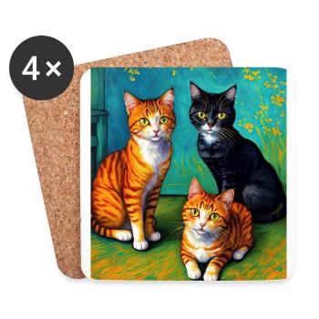 Impressionistic Cat Impressionism Cats Painting C - Coasters (set of 4) - white - Front