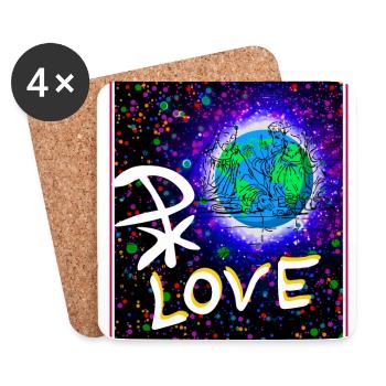 Jésus Amour Pax Christ Planète Terre - Dessous de verre (lot de 4) - blanc - Devant
