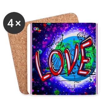 Jesus Love - sur terre pour l’amour - Dessous de verre (lot de 4) - blanc - Devant