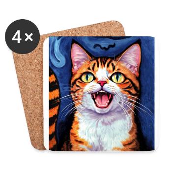 Surreale impressionistische Katze Impressionismus Katzen Ar - Untersetzer (4er-Set) - Weiß - Vorne