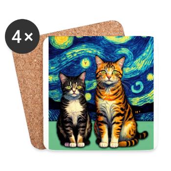 Surreal Impressionistic Cat Impressionism Cats Ar - Coasters (set of 4) - white - Front