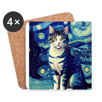 Surreal Impressionistic Cat Impressionism Cats Ar - Coasters (set of 4) - white - Front