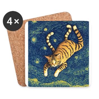 Surreal Impressionistic Cat Impressionism Cats Ar - Coasters (set of 4) - white - Front