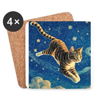 Surreal Impressionistic Cat Impressionism Cats Ar - Coasters (set of 4) - white - Front