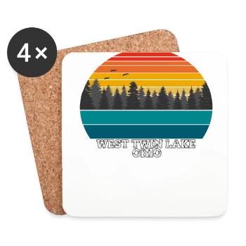 West Twin Lake Ohio - Dessous de verre (lot de 4) - blanc - Devant