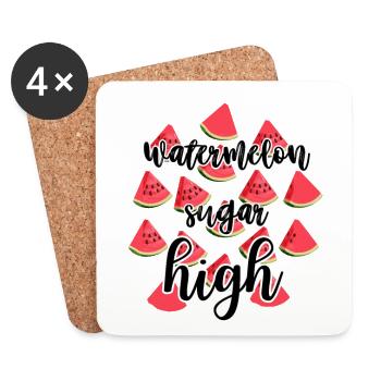 Wassermelone - Watermelone- Sugar - Untersetzer (4er-Set) - Weiß - Vorne
