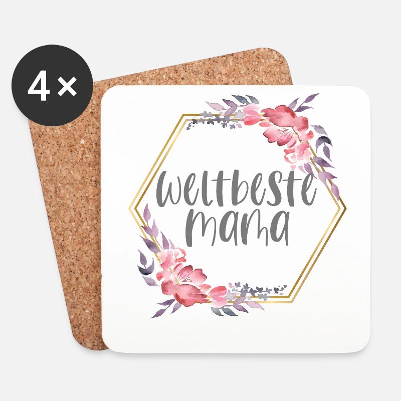 Weltbeste Mama Muttertag Mutter Boho Geschenk - Untersetzer (4er-Set) - Weiß