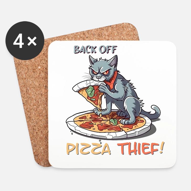 PizzaCat - Pizza Thief - Untersetzer (4er-Set) - Weiß