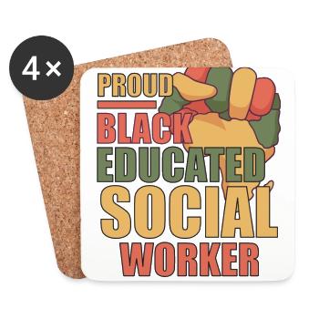 Travail social de l’école des travailleurs sociaux noirs - Dessous de verre (lot de 4) - blanc - Devant