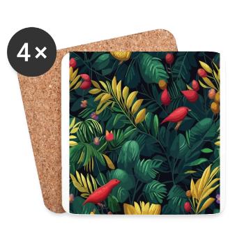 Dschungel Muster Tropical Muster Regenwald Blumen - Untersetzer (4er-Set) - Weiß - Vorne