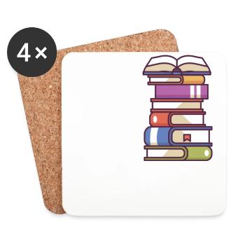Book Reader Reading Literature Bookworm Gift Idea - Coasters (set of 4) - white - Front