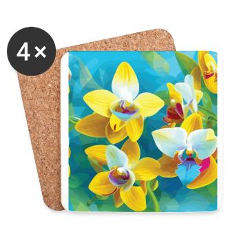 Orchideen Muster Tropical Muster Dschungel Muster - Untersetzer (4er-Set) - Weiß - Vorne