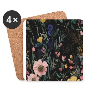 Motif de fleurs Flower Meadow Summer Meadow Flower - Dessous de verre (lot de 4) - blanc - Devant