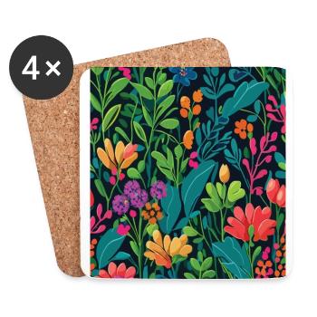 Motif de fleurs Flower Meadow Summer Meadow Flower - Dessous de verre (lot de 4) - blanc - Devant