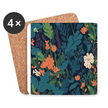 Blumen Muster Blumenwiese Sommer Wiese Blume - Untersetzer (4er-Set) - Weiß - Vorne